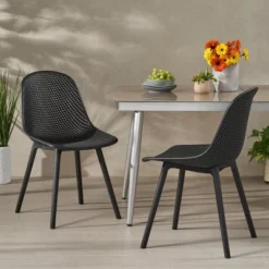 Posey 2pk Resin Modern Dining Chairs - Black - Christopher Knight Home -Outdoor Furniture Store GUEST 00ca0b0e 37f3 40e3 9baf ced726346ce5