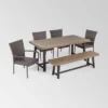 Baxley 6pc Acacia Dining Set With Bench - Sandblast Gray/Gray - Christopher Knight Home -Outdoor Furniture Store GUEST 0179448d 0098 427d a6e8 048bbc3487a9