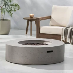 Aidan Outdoor 50000 BTU Light Weight Concrete Circular Fire Pit Light Gray - Christopher Knight Home -Outdoor Furniture Store GUEST 0209580e 3fad 4daa a6d2 ae4109c4c987