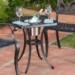 Ava Cast Aluminum Chat Table With Ice Bucket - Patina Copper - Christopher Knight Home