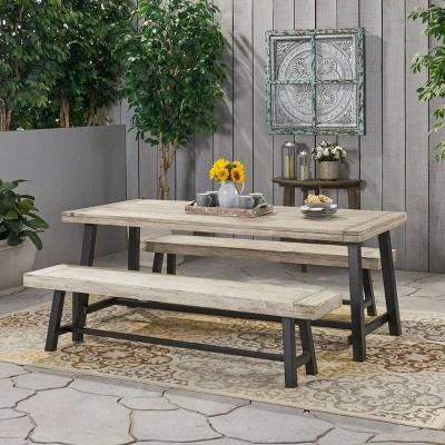 Carlisle 3pc Acacia Wood Picnic Dining Set - Christopher Knight Home 10 Carlisle 3pc Acacia Wood Picnic Dining Set - Christopher Knight Home - Image 8