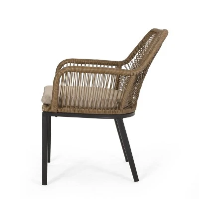 Russel 3pc Outdoor Wicker 2 Seater Chat Set - Light Brown/Beige - Christopher Knight Home 7 Russel 3pc Outdoor Wicker 2 Seater Chat Set - Light Brown/Beige - Christopher Knight Home - Image 5