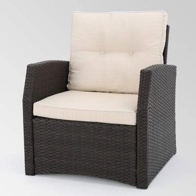 Sanger 5pc Wicker Chat Set - Dark Brown - Christopher Knight Home 4 Sanger 5pc Wicker Chat Set - Dark Brown - Christopher Knight Home - Image 2