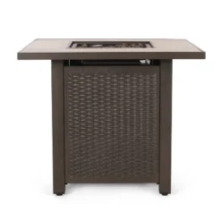 Baton Outdoor 40000 BTU Iron Square Fire Pit Dark Brown/Brown - Christopher Knight Home -Outdoor Furniture Store GUEST 03853b5f 8d4c 4352 aa3a 5778363f1b2d