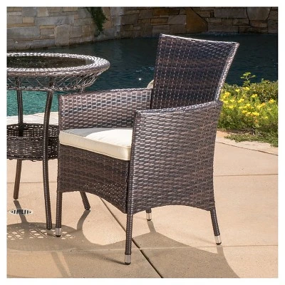 Parker 3-Piece Wicker Patio Bistro Seating Set With Cushions - Brown - Christopher Knight Home 5 Parker 3-Piece Wicker Patio Bistro Seating Set With Cushions - Brown - Christopher Knight Home - Image 3