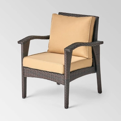 Kahala 5pc Wicker Chat Set With Fire Table - Christopher Knight Home 4 Kahala 5pc Wicker Chat Set With Fire Table - Christopher Knight Home - Image 2