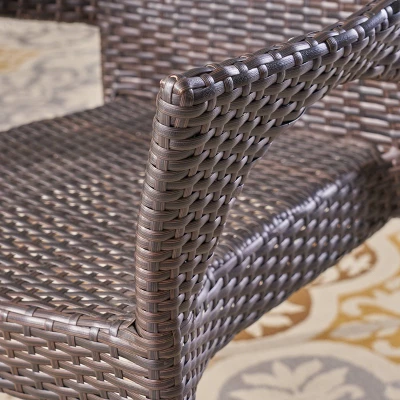 Laurent 5pc Acacia Wood & Wicker Dining Set - Teak/Brown - Christopher Knight Home 5 Laurent 5pc Acacia Wood & Wicker Dining Set - Teak/Brown - Christopher Knight Home - Image 3