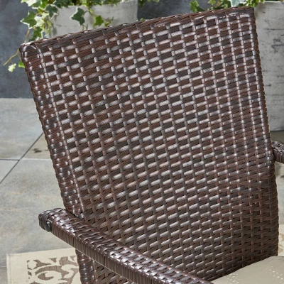 Davenport 9pc Wood & Wicker Expandable Dining Set - Natural/Brown/Cream - Christopher Knight Home 8 Davenport 9pc Wood & Wicker Expandable Dining Set - Natural/Brown/Cream - Christopher Knight Home - Image 6