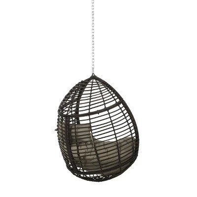 Morris Indoor/Outdoor Wicker Hanging Chair With 8' Chain - Christopher Knight Home 4 Morris Indoor/Outdoor Wicker Hanging Chair With 8' Chain - Christopher Knight Home - Image 2