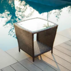 Weston Wicker With Glass Top Patio Side Table - Multi-Brown - Christopher Knight Home -Outdoor Furniture Store GUEST 0a6f92fe 718f 442e 88af 7cc790fc1c4a