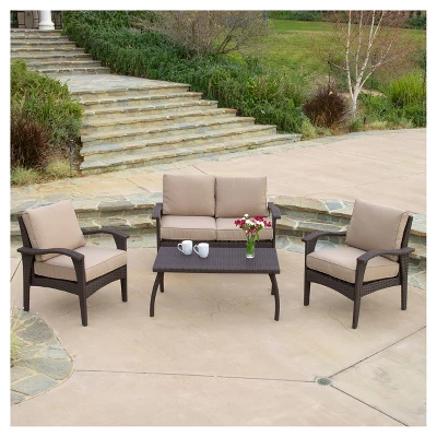 Honolulu Outdoor 4pc Wicker Seating Set And Cushions - Christopher Knight Home 6 Honolulu Outdoor 4pc Wicker Seating Set And Cushions - Christopher Knight Home - Image 4