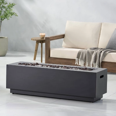 Wellington Outdoor 50000 BTU Rectangular Fire Pit Dark Gray - Christopher Knight Home 5 Wellington Outdoor 50000 BTU Rectangular Fire Pit Dark Gray - Christopher Knight Home - Image 3