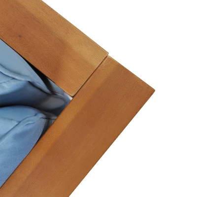 2pc Brava Outdoor Acacia Wood Right Arm Loveseat & Coffee Table With Cushion Teak/Blue - Christopher Knight Home 3 2pc Brava Outdoor Acacia Wood Right Arm Loveseat & Coffee Table With Cushion Teak/Blue - Christopher Knight Home