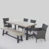 Linden 6pc Acacia Wood & Wicker Patio Dining Set - Gray - Christopher Knight Home -Outdoor Furniture Store GUEST 0b9cfad7 b99e 4fa8 b1b0 bd6e3720c5ab