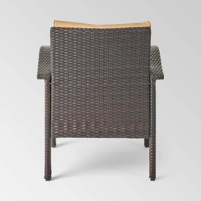 Kahala 5pc Wicker Chat Set With Fire Table - Christopher Knight Home 5 Kahala 5pc Wicker Chat Set With Fire Table - Christopher Knight Home - Image 3