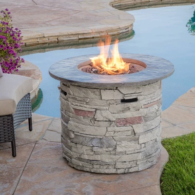 Hoonah Stone Circular MGO Fire Pit - Gray - Christopher Knight Home 3 Hoonah Stone Circular MGO Fire Pit - Gray - Christopher Knight Home