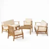 Perla 9pc Acacia Wood Patio Conversation Set - Teak/Cream - Christopher Knight Home -Outdoor Furniture Store GUEST 0e1ce3fe 1ff1 4b69 91a7 621c41c66197