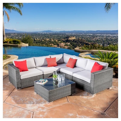Santa Rosa 6pc Wicker Seating Sectional Set With Cushions - Christopher Knight Home 8 Santa Rosa 6pc Wicker Seating Sectional Set With Cushions - Christopher Knight Home - Image 6