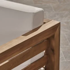 Oana 5pc Acacia Wood Loveseat Chat Set Teak/Beige - Christopher Knight Home -Outdoor Furniture Store GUEST 0eefff8a 46e2 459d aafe 4cc1c2e40869