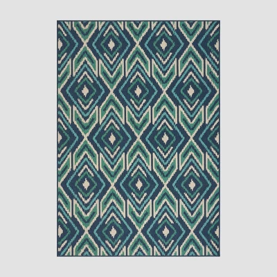 Myrtle Geometric Outdoor Rug Navy/Green - Christopher Knight Home 7 Myrtle Geometric Outdoor Rug Navy/Green - Christopher Knight Home - Image 5