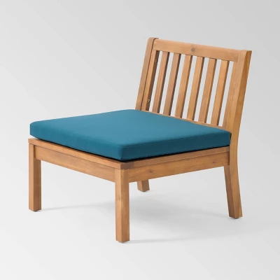 Caswell Set Of 2 Acacia Wood Club Chairs - Teak/Dark Teal - Christopher Knight Home 4 Caswell Set Of 2 Acacia Wood Club Chairs - Teak/Dark Teal - Christopher Knight Home - Image 2