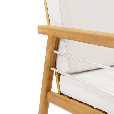 4pk Verdugo Outdoor Acacia Wood 4 Seater Chat Set With Cushions Beige/Teak - Christopher Knight Home 7 4pk Verdugo Outdoor Acacia Wood 4 Seater Chat Set With Cushions Beige/Teak - Christopher Knight Home - Image 5