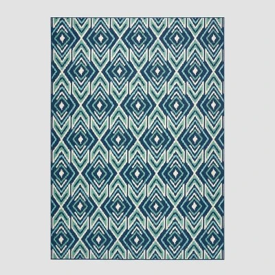 Myrtle Geometric Outdoor Rug Navy/Green - Christopher Knight Home 8 Myrtle Geometric Outdoor Rug Navy/Green - Christopher Knight Home - Image 6