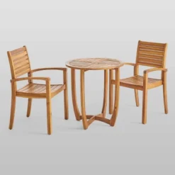 Westbridge 3pc Acacia Wood Bistro Set - Teak - Christopher Knight Home