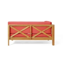 2pc Brava Outdoor Acacia Wood Left Arm Loveseat & Coffee Table With Cushion Teak/Red - Christopher Knight Home 17 2pc Brava Outdoor Acacia Wood Left Arm Loveseat & Coffee Table With Cushion Teak/Red - Christopher Knight Home -Outdoor Furniture Store GUEST 16800690 180c 410a a21d 19b5e088add3
