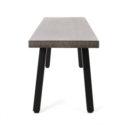 Pointe Outdoor Modern Industrial Aluminum Dining Bench - Gray/Matte Black - Christopher Knight Home 4 Pointe Outdoor Modern Industrial Aluminum Dining Bench - Gray/Matte Black - Christopher Knight Home - Image 2