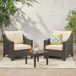 Antibes 3pc Wicker Chat Set With Cushions - Christopher Knight Home -Outdoor Furniture Store GUEST 1744b3d2 8d1c 4539 ad5d 5beced7a48e6