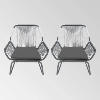 Milan 2pk Steel Club Chairs - Gray/White - Christopher Knight Home 3 Milan 2pk Steel Club Chairs - Gray/White - Christopher Knight Home