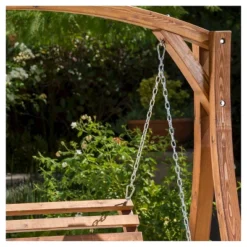 Tulip Larch Wood Patio Swinging Loveseat - Natural - Christopher Knight Home -Outdoor Furniture Store GUEST 192a1f22 ac66 4882 a000 0b11a9e165bc