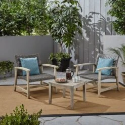 3pc Hampton Wood And Wicker Patio Set - Christopher Knight Home -Outdoor Furniture Store GUEST 192a53d4 c261 433f 97b2 8cbfc2ff990d