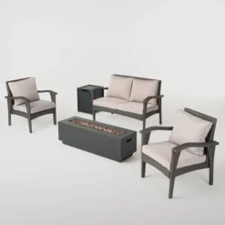 Kahala 5pc Wicker Chat Set With Fire Table - Christopher Knight Home 17 Kahala 5pc Wicker Chat Set With Fire Table - Christopher Knight Home -Outdoor Furniture Store GUEST 19605912 f054 477b bce0 575f172ad950