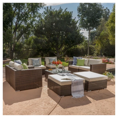 Santa Rosa 9pc All-Weather Wicker Patio Chat Set - Christopher Knight Home 8 Santa Rosa 9pc All-Weather Wicker Patio Chat Set - Christopher Knight Home - Image 6