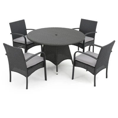 Theodore 5pc Wicker Patio Dining Set - Christopher Knight Home 3 Theodore 5pc Wicker Patio Dining Set - Christopher Knight Home