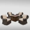 Venti 5pc Wicker Swivel Club Chairs And Fire Pit - Dark Brown/Beige - Christopher Knight Home -Outdoor Furniture Store GUEST 1c77f48f a6f0 40cc 8675 5cefadf60b97