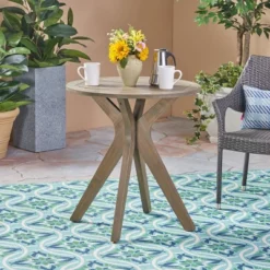 Stamford Round Acacia Wood Bistro Table With X Legs - Gray - Christopher Knight Home -Outdoor Furniture Store GUEST 1d51b941 9d4c 4ae2 aed8 be5a0857532e