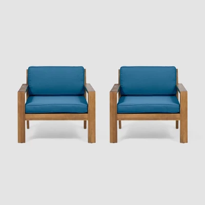 Santa Ana 2pk Acacia Wood Club Chairs Teak/Dark Teal - Christopher Knight Home 3 Santa Ana 2pk Acacia Wood Club Chairs Teak/Dark Teal - Christopher Knight Home