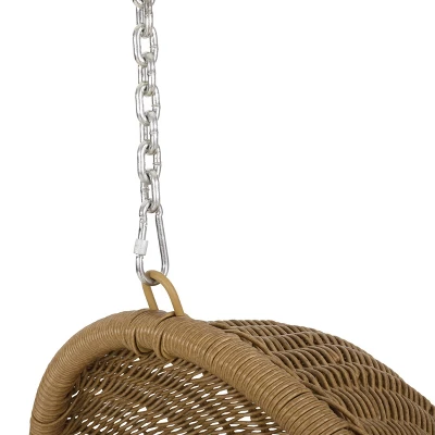 Orville Indoor/Outdoor Wicker Hanging Chair With 8' Chain - Light Brown/Dark Gray - Christopher Knight Home 9 Orville Indoor/Outdoor Wicker Hanging Chair With 8' Chain - Light Brown/Dark Gray - Christopher Knight Home - Image 7