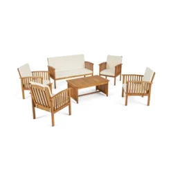 Carolina 6pc Acacia Wood Chat Set - Christopher Knight Home
