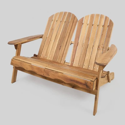 Malibu Acacia Wood Patio Adirondack Loveseat - Christopher Knight Home 6 Malibu Acacia Wood Patio Adirondack Loveseat - Christopher Knight Home - Image 4