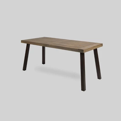 Della-Hermosa 7pc Acacia Wood Dining Set - Gray - Christopher Knight Home 4 Della-Hermosa 7pc Acacia Wood Dining Set - Gray - Christopher Knight Home - Image 2