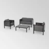Jax 4pc Faux Wood Chat Set - Gray/ Gray - Christopher Knight Home -Outdoor Furniture Store GUEST 21f6e6ab 2d51 4521 84e9 18681fe72530