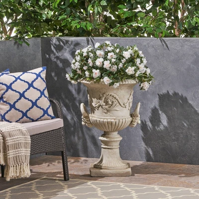 28" Wide Planter Adonis Lightweight Concrete Patio Urn White - Christopher Knight Home 3 28" Wide Planter Adonis Lightweight Concrete Patio Urn White - Christopher Knight Home