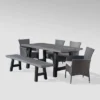 Sina 6pc Wicker And Light Weight Concrete Dining Set - Gray/Silver - Christopher Knight Home