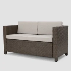 Puerta 5pc Wicker Sofa Chat Set - Brown/Ceramic Gray - Christopher Knight Home -Outdoor Furniture Store GUEST 23376b8e b05d 40e5 be9b 55fec233c039