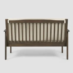 Casa Acacia Wood Loveseat - Gray/Cream - Christopher Knight Home -Outdoor Furniture Store GUEST 235a9aca 7146 45eb 8f37 ef7c7bfa7acb