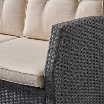 Sanger Wicker Sofa - Gray/Beige - Christopher Knight Home 4 Sanger Wicker Sofa - Gray/Beige - Christopher Knight Home - Image 2